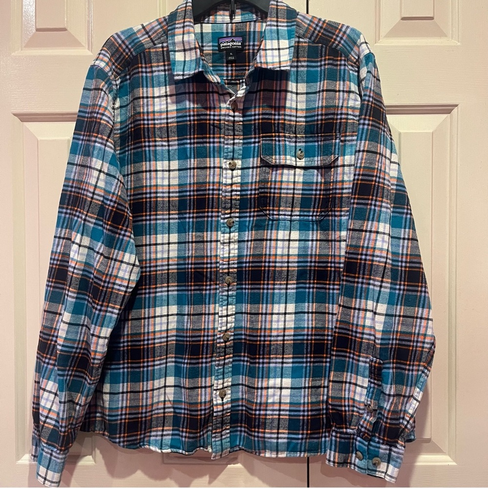 Patagonia Plaid Lightweight Flannel Button Shirt Organic Cotton Size XL
